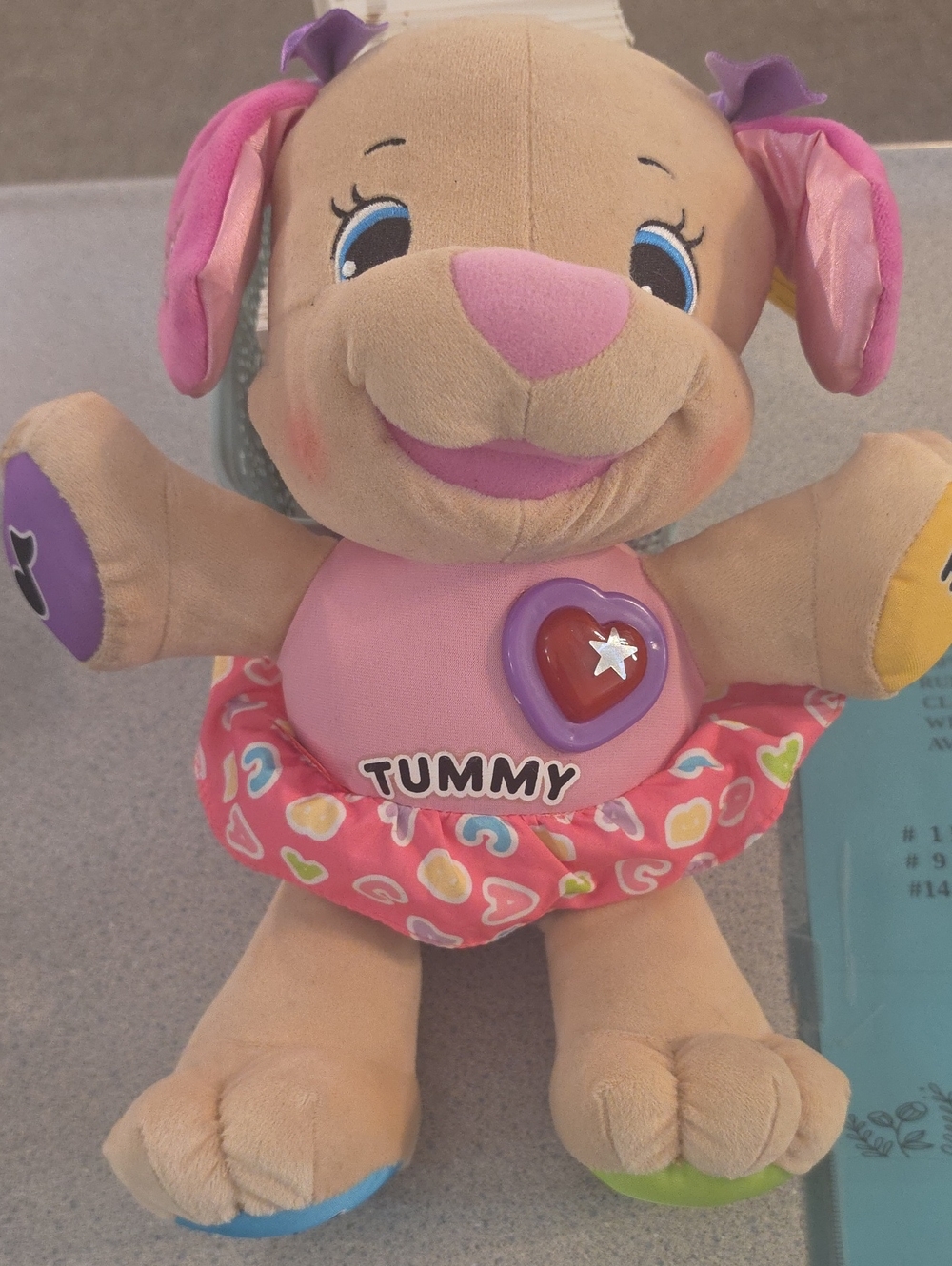 Plush Tummy Puppy Toy - Pink Interactive Stuffed Dog